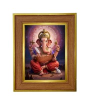 Lord ganesha Photo Frame  10x14 Inches-Brown Wooden Frame for Home , Office & Temple Decoration and Gifting