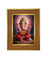 Lord ganesha Photo Frame  10x14 Inches-Brown Wooden Frame for Home , Office & Temple Decoration and Gifting