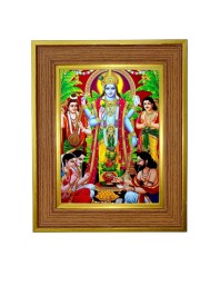 Avatar Lord Vishnu Photo Frame  10x14 Inches-Brown Wooden Frame for Home , Office & Temple Decoration and Gifting