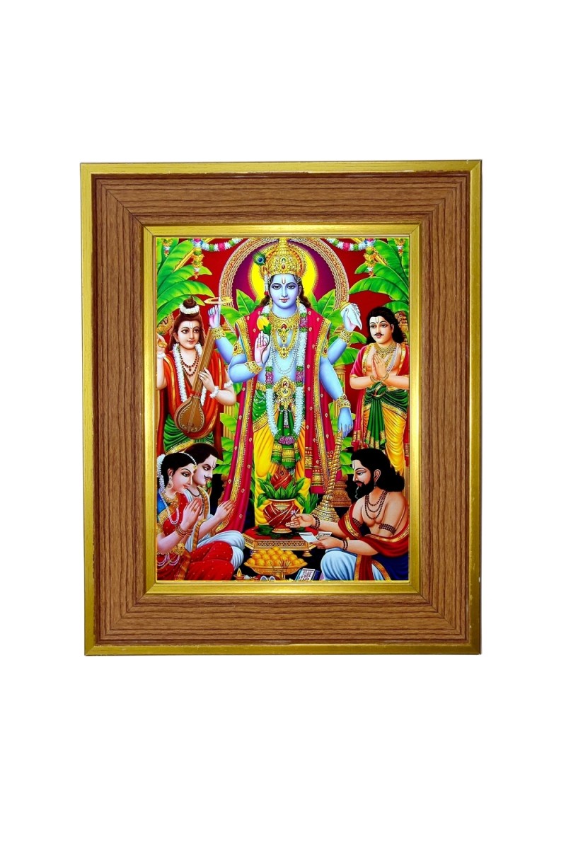 Avatar Lord Vishnu Photo Frame  10x14 Inches-Brown Wooden Frame for Home , Office & Temple Decoration and Gifting