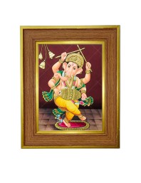 Lord ganesha Photo Frame  10x14 Inches-Brown Wooden Frame for Home , Office & Temple Decoration and Gifting