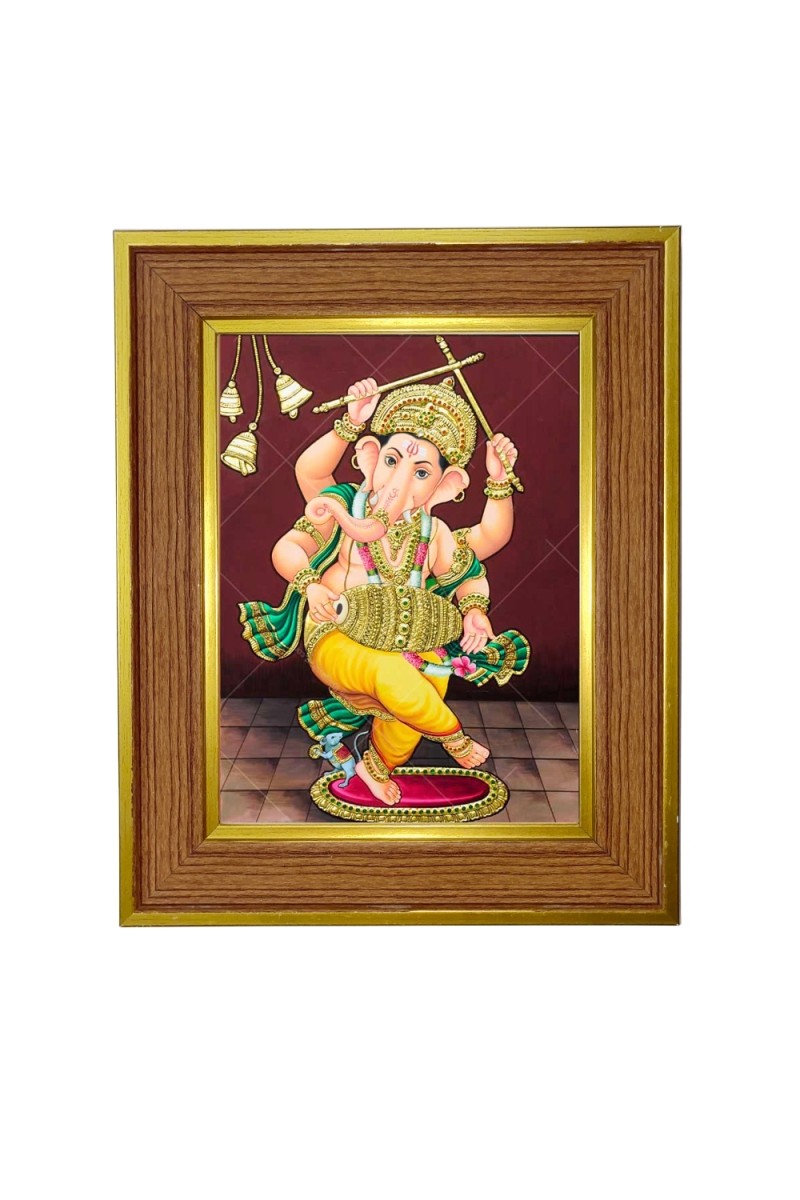 Lord ganesha Photo Frame  10x14 Inches-Brown Wooden Frame for Home , Office & Temple Decoration and Gifting