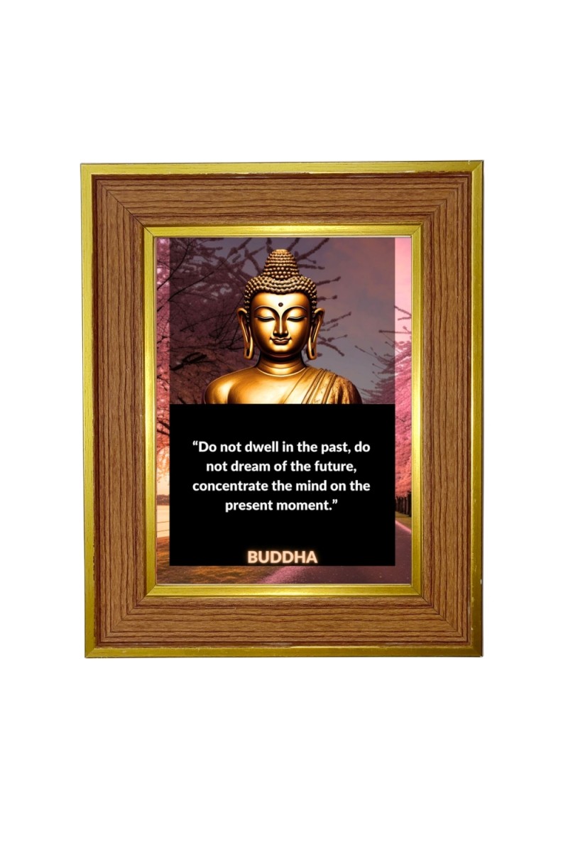 Buddha Photo Frame  10x14 Inches-Brown Wooden Frame for Home , Office & Temple Decoration and Gifting