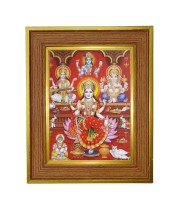 Maha lakhsmi Photo Frame  10x14 Inches-Brown Wooden Frame for Home , Office & Temple Decoration and Gifting