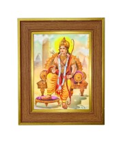 Lord Vishnu Photo Frame  10x14 Inches-Brown Wooden Frame for Home , Office & Temple Decoration and Gifting