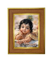 Bal gopal Photo Frame  10x14 Inches-Brown Wooden Frame for Home , Office & Temple Decoration and Gifting