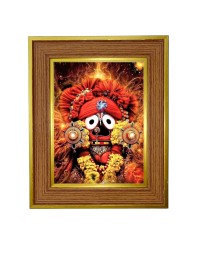 Jai jagannath Photo Frame  10x14 Inches-Brown Wooden Frame for Home , Office & Temple Decoration and Gifting