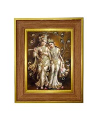 Divine radha krishna Photo Frame  10x14 Inches-Brown Wooden Frame for Home , Office & Temple Decoration and Gifting