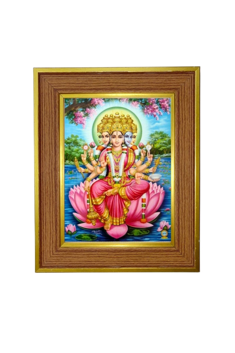Panchmukhi lakhsmi Photo Frame  10x14 Inches-Brown Wooden Frame for Home , Office & Temple Decoration and Gifting
