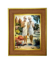 Gouranga Mahaprabhu and Nityananda Mahaprabhu.  Photo Frame  10x14 Inches-Brown Wooden Frame for Home , Office & Temple Decoration and Gifting