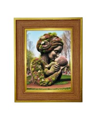 Mother nature Photo Frame  10x14 Inches-Brown Wooden Frame for Home , Office & Temple Decoration and Gifting