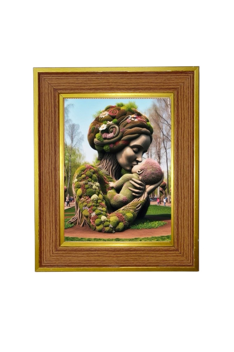 Mother nature Photo Frame  10x14 Inches-Brown Wooden Frame for Home , Office & Temple Decoration and Gifting