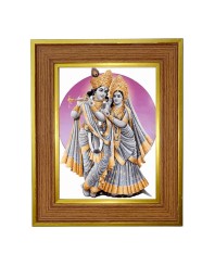 Lord radha krishna Photo Frame  10x14 Inches-Brown Wooden Frame for Home , Office & Temple Decoration and Gifting