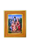 Lord Shiva, Goddess Parvati, and their children, Lord Ganesha and Lord Kartikeya Murugan  Photo Frame  10x14 Inches-Brown Wooden Frame for Home , Office & Temple Decoration and Gifting