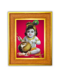  Bal Krishna Photo Frame  10x14 Inches-Brown Wooden Frame for Home , Office & Temple Decoration and Gifting