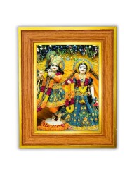 Radha and krishna Photo Frame  10x14 Inches-Brown Wooden Frame for Home , Office & Temple Decoration and Gifting