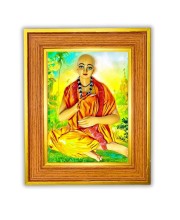 Lord Sri Chaitanya Mahaprabhu Photo Frame  10x14 Inches-Brown Wooden Frame for Home , Office & Temple Decoration and Gifting
