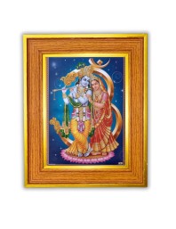 Divine radha krishna Photo Frame  10x14 Inches-Brown Wooden Frame for Home , Office & Temple Decoration and Gifting