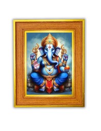 Lord Ganesha Photo Frame  10x14 Inches-Brown Wooden Frame for Home , Office & Temple Decoration and Gifting