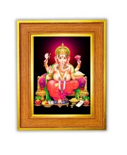Lord Ganesha Photo Frame  10x14 Inches-Brown Wooden Frame for Home , Office & Temple Decoration and Gifting