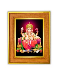 Lord Ganesha Photo Frame  10x14 Inches-Brown Wooden Frame for Home , Office & Temple Decoration and Gifting
