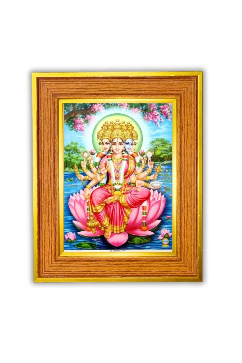 Panchmukhi lakhsmi Photo Frame  10x14 Inches-Brown Wooden Frame for Home , Office & Temple Decoration and Gifting