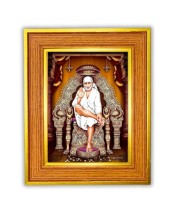 Shirdi Sai Baba Photo Frame  10x14 Inches-Brown Wooden Frame for Home , Office & Temple Decoration and Gifting