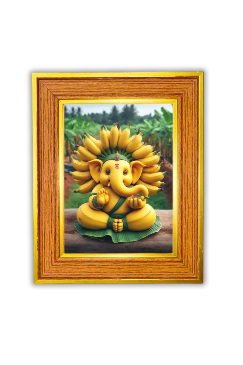 Ganpati bappa Photo Frame  10x14 Inches-Brown Wooden Frame for Home , Office & Temple Decoration and Gifting