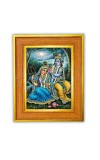 Radha and krishna Photo Frame  10x14 Inches-Brown Wooden Frame for Home , Office & Temple Decoration and Gifting