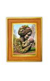 Nature mother with child Photo Frame  10x14 Inches-Brown Wooden Frame for Home , Office & Temple Decoration and Gifting