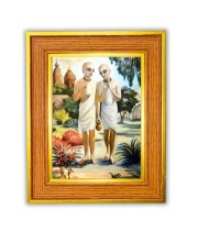 Gouranga Mahaprabhu and Nityananda Photo Frame  10x14 Inches-Brown Wooden Frame for Home , Office & Temple Decoration and Gifting