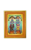 Lord Vishnu and Goddess Lakshmi Photo Frame  10x14 Inches-Brown Wooden Frame for Home , Office & Temple Decoration and Gifting