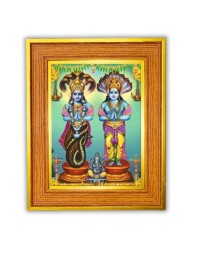Lord Vishnu and Goddess Lakshmi Photo Frame  10x14 Inches-Brown Wooden Frame for Home , Office & Temple Decoration and Gifting