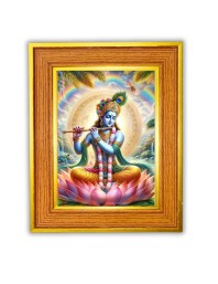 Lord Krishna  Photo Frame  10x14 Inches-Brown Wooden Frame for Home , Office & Temple Decoration and Gifting
