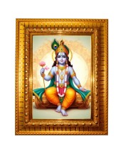 Shree krishna Golden Designer Photo Frame | 10x14 Inch Religious Wall Hanging Frame for Home & Office Decoration | Hindu Deity Spiritual Gift Item