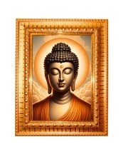 Lord buddha Golden Designer Photo Frame | 10x14 Inch Religious Wall Hanging Frame for Home & Office Decoration | Hindu Deity Spiritual Gift Item