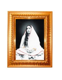  Sri Sarada Devi Golden Designer Photo Frame | 10x14 Inch Religious Wall Hanging Frame for Home & Office Decoration | Hindu Deity Spiritual Gift Item
