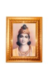Bhagavan Krishna Golden Designer Photo Frame | 10x14 Inch Religious Wall Hanging Frame for Home & Office Decoration | Hindu Deity Spiritual Gift Item
