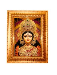 Saraswati maa Golden Designer Photo Frame | 10x14 Inch Religious Wall Hanging Frame for Home & Office Decoration | Hindu Deity Spiritual Gift Item