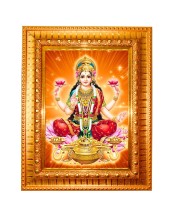 Goddess Lakshmi Golden Designer Photo Frame | 10x14 Inch Religious Wall Hanging Frame for Home & Office Decoration | Hindu Deity Spiritual Gift Item