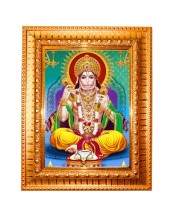 Lord Hanuman Golden Designer Photo Frame | 10x14 Inch Religious Wall Hanging Frame for Home & Office Decoration | Hindu Deity Spiritual Gift Item