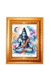 Lord shiva Golden Designer Photo Frame | 10x14 Inch Religious Wall Hanging Frame for Home & Office Decoration | Hindu Deity Spiritual Gift Item