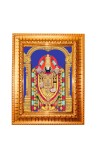 Lord Venkateswara Golden Designer Photo Frame | 10x14 Inch Religious Wall Hanging Frame for Home & Office Decoration | Hindu Deity Spiritual Gift Item
