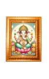Lord ganesha Golden Designer Photo Frame | 10x14 Inch Religious Wall Hanging Frame for Home & Office Decoration | Hindu Deity Spiritual Gift Item