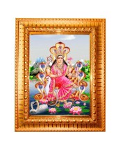 Maa  Manasa Devi Golden Designer Photo Frame | 10x14 Inch Religious Wall Hanging Frame for Home & Office Decoration | Hindu Deity Spiritual Gift Item