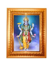 Lord vishnu Golden Designer Photo Frame | 10x14 Inch Religious Wall Hanging Frame for Home & Office Decoration | Hindu Deity Spiritual Gift Item