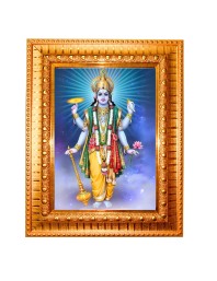 Lord vishnu Golden Designer Photo Frame | 10x14 Inch Religious Wall Hanging Frame for Home & Office Decoration | Hindu Deity Spiritual Gift Item