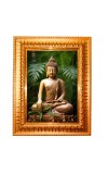 Lordb buddha Golden Designer Photo Frame | 10x14 Inch Religious Wall Hanging Frame for Home & Office Decoration | Hindu Deity Spiritual Gift Item