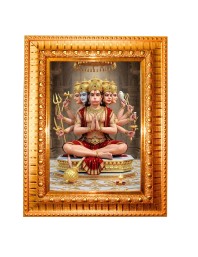Jay bajrangbali Golden Designer Photo Frame | 10x14 Inch Religious Wall Hanging Frame for Home & Office Decoration | Hindu Deity Spiritual Gift Item