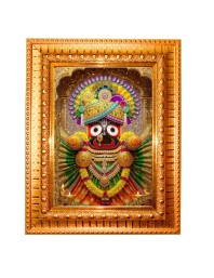 Lord jagannath Golden Designer Photo Frame | 10x14 Inch Religious Wall Hanging Frame for Home & Office Decoration | Hindu Deity Spiritual Gift Item